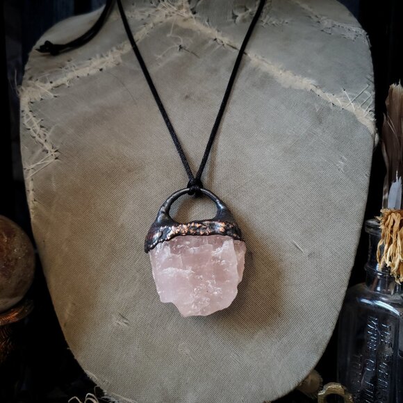 Rose Quartz Electroformed Necklace - Picture 2 of 7